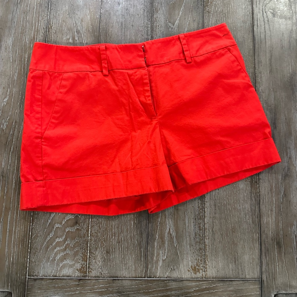 New York & Company Red Bermuda Shorts Classic Cotton Twill